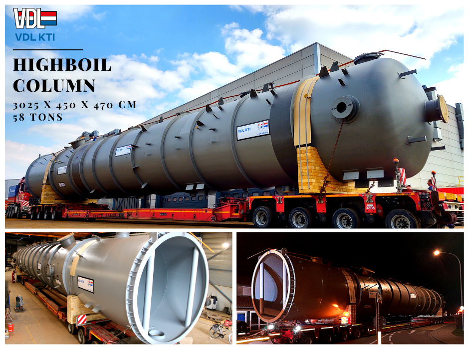 VDL KTI successfully completed and transported a Highboil Column to our customer in Belgium